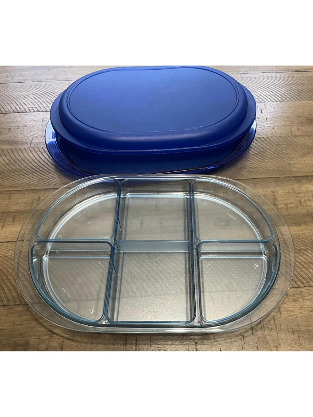 Tupperware Preludio Divided Dish Tray Set  Sapphire Water Color Hors D’oeuvre